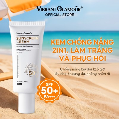 Kem chống nắng dưỡng trắng VIBRANT GLAMOUR SPF50+ PA+++ UVA/UVB Dưỡng ẩm, Làm sáng vết thâm 50g