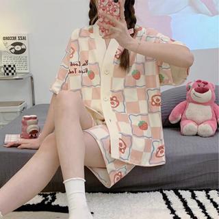 【Cổ chữ V thời trang Set đồ ngủ nữ dáng áo khoác hở cổ V mỏng nhẹ tôn dáng mùa hè