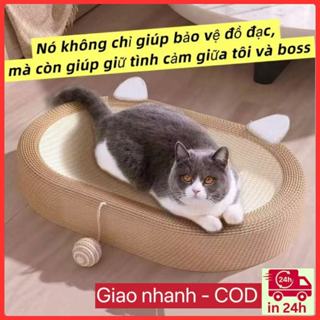 Bàn cào móng cho mèo – Bàn cào cho mèo 2 trong 1, giường oval thoáng khí, giúp boss thư giãn và mài móng thoải mái