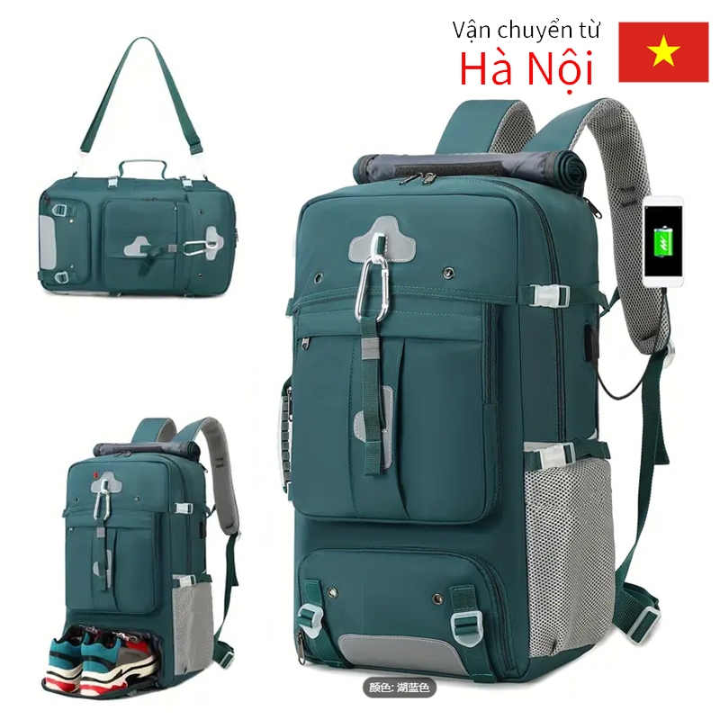 COD 60L Balo du lịch chống nước dung tích lớn có ngăn đựng giày vừa vặn với ba lô đựng máy tính xách tay 17 inch dạng cuộn