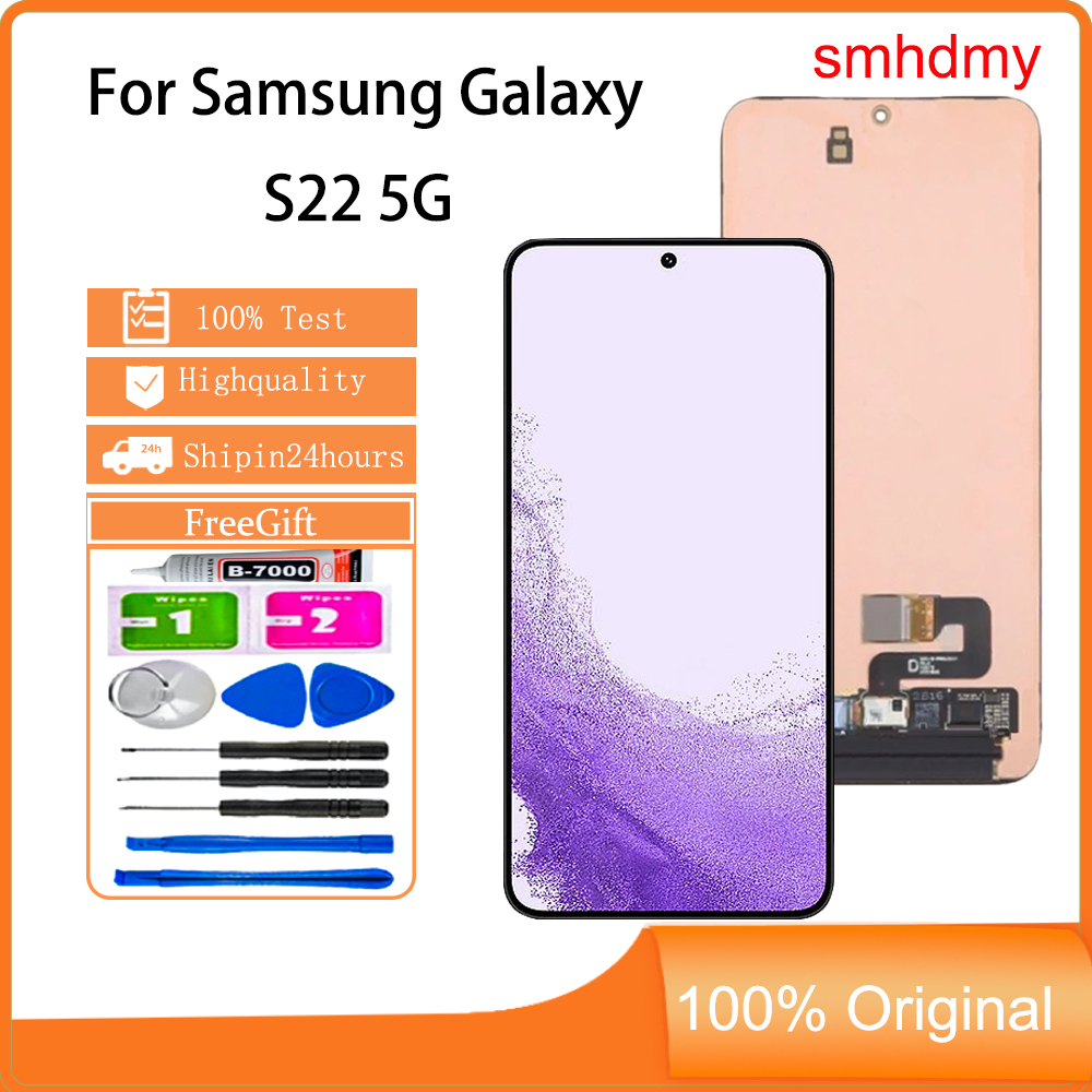 Smhdmy Ori AMOLED Màn Hình Cho Samsung Galaxy S22 5G Màn Hình Cảm Ứng LCD Có Khung Thay Thế