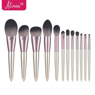  cọ trang điểm Ailinmi Bộ 12 cọ trang điểm tóc bằng sợi tinh tế đầy đủ lông mềm thích hợp cho mọi làn da 