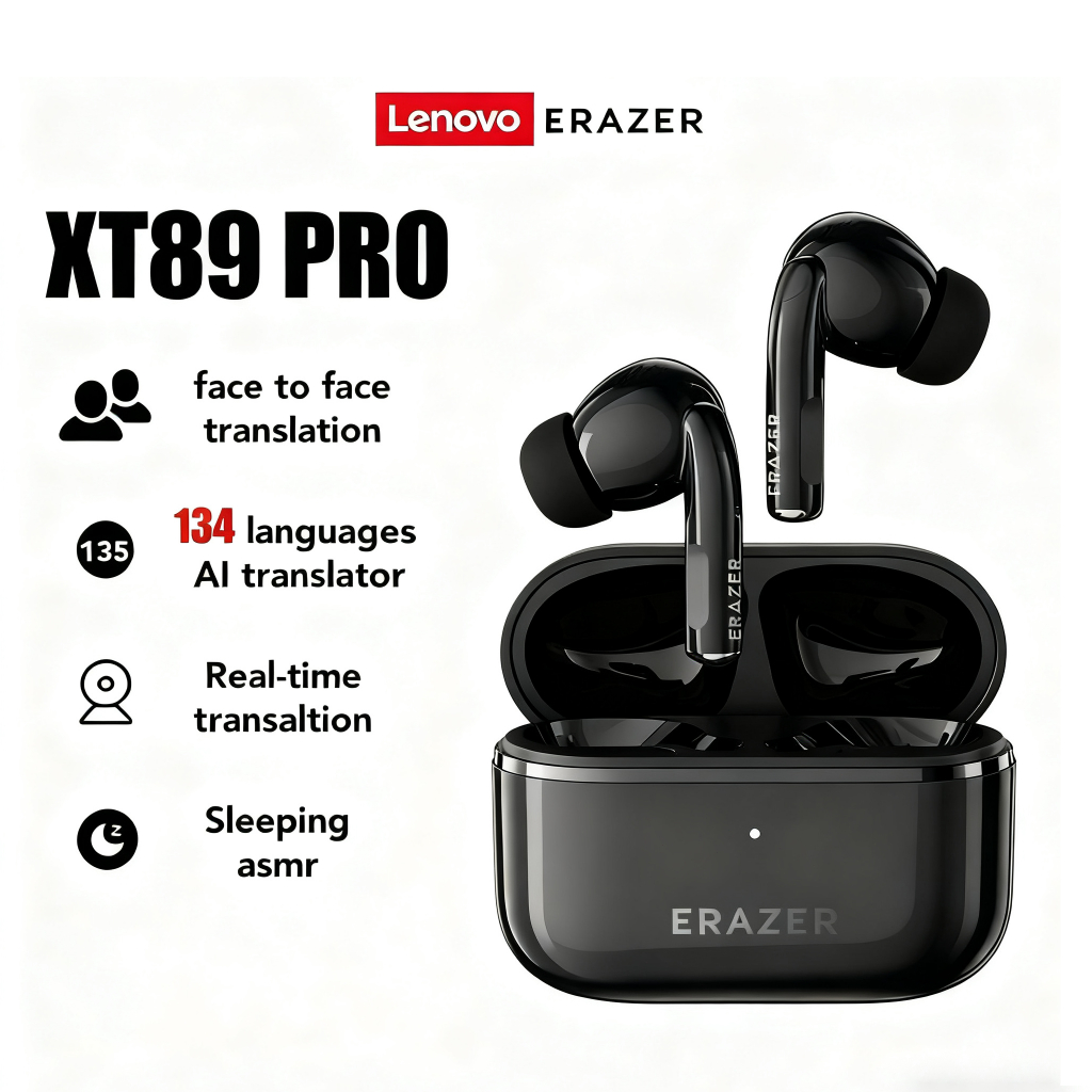 Lenovo ERAZER XT89 PRO AI Dịch Tai nghe Bluetooth 5.4 Độ trễ thấp Bản ghi cuộc họp dịch hai chiều Du lịch xã hội Tai nghe dịch thiết yếu | BigBuy360 - bigbuy360.vn