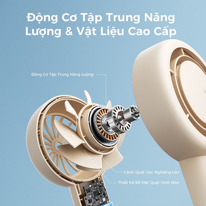 Aecooly Halo 01 Quạt cầm tay mini Quạt Turbo cầm tay cầm tay Aecooly [Thời gian làm mát tối đa 24H], Quạt Mini sạc USB 5 tốc độ | BigBuy360 - bigbuy360.vn