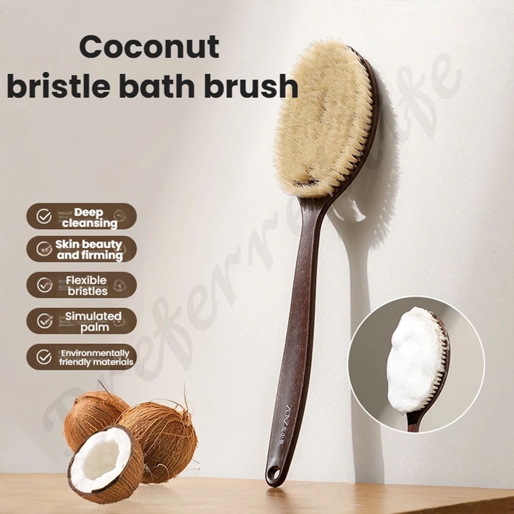 Bàn chải tắm lông lợn bằng lụa dừa ướt và khô sử dụng kép 2 trong 1 giả cọ chà da chết tay cầm dài bàn chải tắm massage phòng tắm