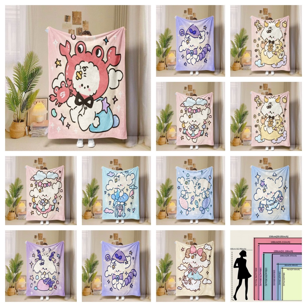 Chăn Flannel Maltese & The Twelve Zodiac Signs - Siêu mềm ấm áp sang trọng