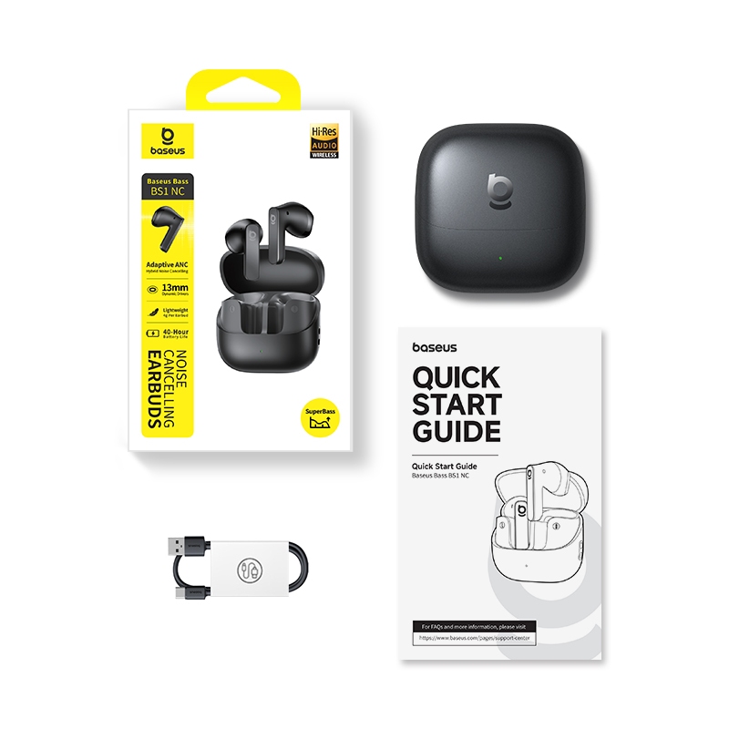 Tai Nghe Baseus BS1 NC Chuẩn Studio Bluetooth 6.0 Gấp Đôi Bass – Chống Nước, Pin 40 Giờ, Nghe Cực Phê, Gọi Cực Đã Với 6 Mic Lọc Ồn Đỉnh | BigBuy360 - bigbuy360.vn