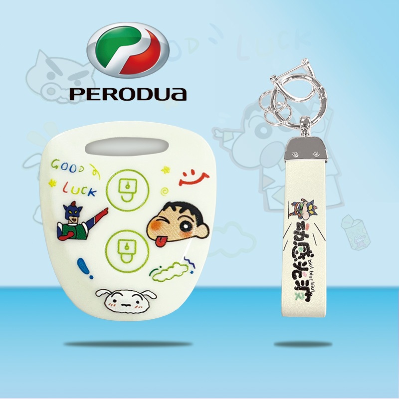 Perodua Crayon Shin-chan Cao Cấp TPU Mới AXIA 2023 G / AXIA 2014 2015 GXTRA Chìa Khóa Xe Sarung Kunc