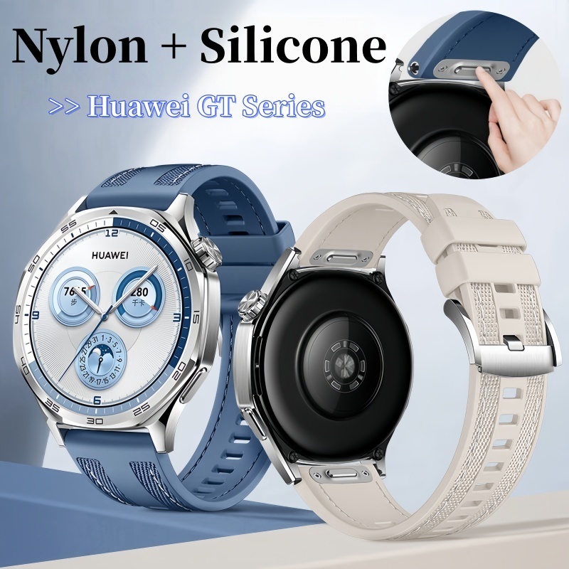 22MM Nylon Dây Đeo Silicon Cho Huawei Watch GT 6 5 4 3 Pro 46mm Đồng Hồ Thông Minh Kim Loại Nút Kết 