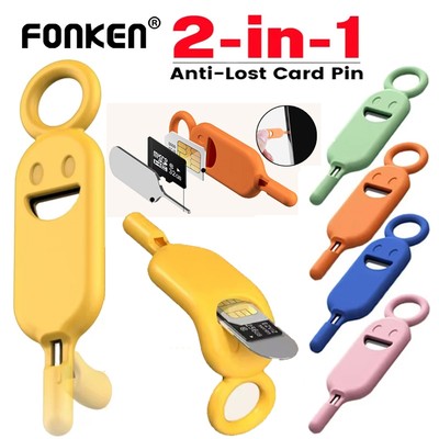 Fonken 2 trong 1 Thẻ SIM Loại Bỏ Kim Pin Có Giá Đỡ Bảo Vệ Điện Thoại Chống Mất Thẻ SIM Hộp Bảo Quản Khay Phóng Kim Dụng Cụ Mở