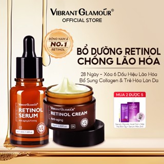Bộ 2 sản phẩm Retinol VIBRANT GLAMOUR Chống Oxy Hóa × Chống Nhăn Chăm sóc phục hồi chuyên sâu ban đêm, thúc đẩy tái tạo collagen, dưỡng ẩm, làm săn chắc da
