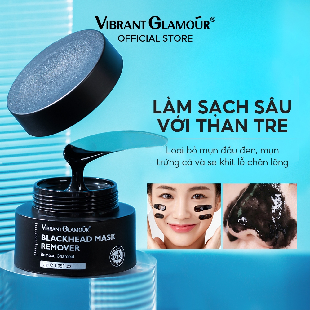 Mặt nạ than tre VIBRANT GLAMOUR lột mụn đầu đen mũi làm sạch sâu thu nhỏ lỗ chân lông dưỡng ẩm kiểm soát dầu cho da 30g