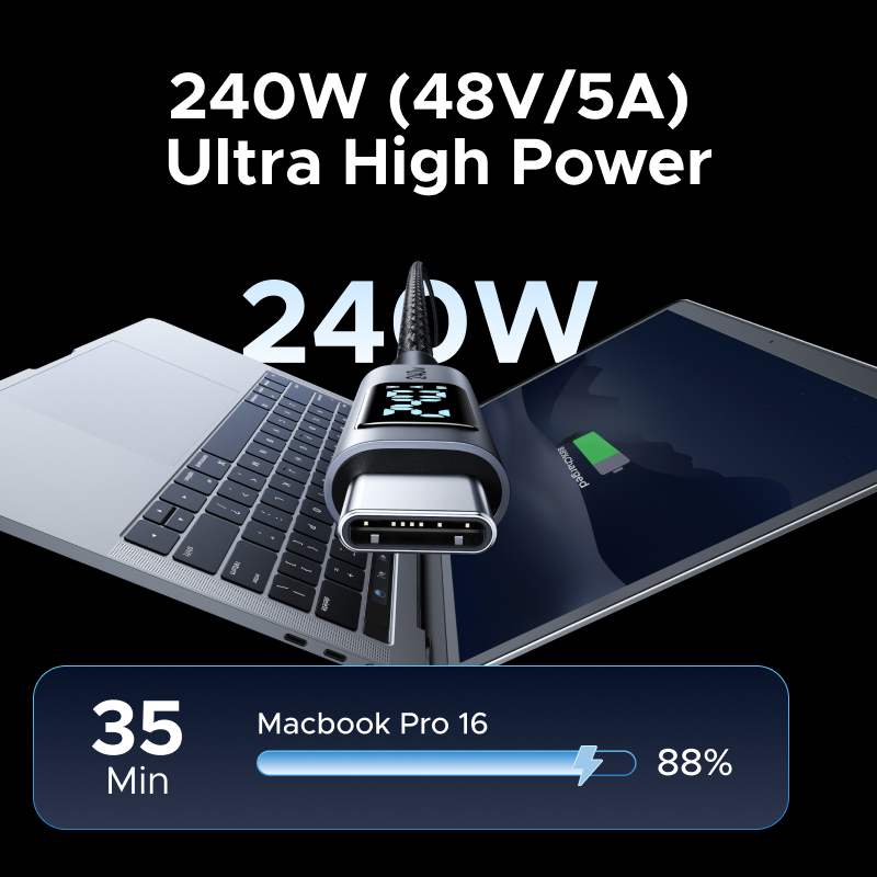 Cáp dữ liệu sạc UGREEN 240W USB 2.0 USB-C sang USB-C Cáp hiển thị kỹ thuật số bện bằng nhôm Tương thích với dòng iPhone 17 / 16 / 15 | BigBuy360 - bigbuy360.vn