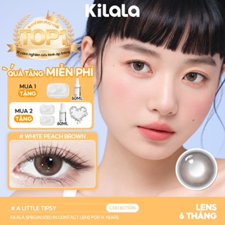 Kính áp tròng Kilala màu nâu White Peach Brown DIA 14.5mm lens cận 6 tháng có độ (0-8) 1 cặp