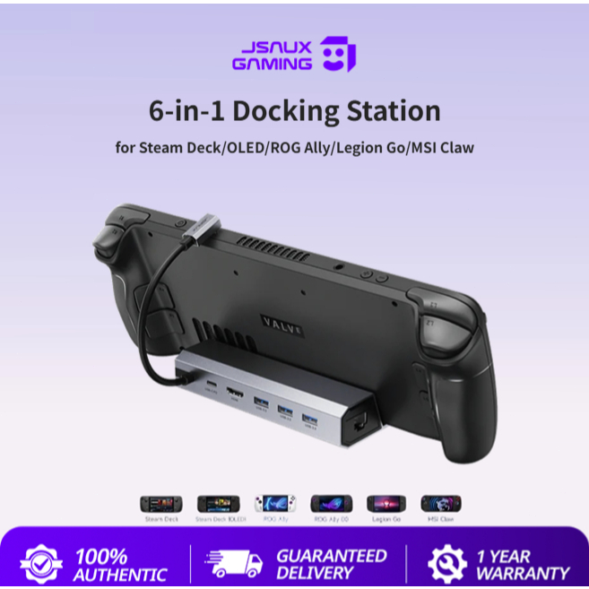 JSAUX Trạm nối 6 trong 1 cho ROG Ally / Steam Deck / Legion Go 3 USB-A 3.0 Tương thích với Steam Dec