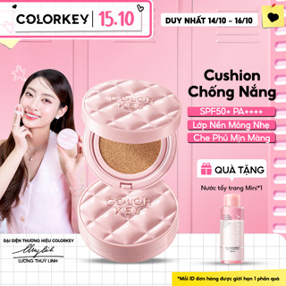 COLORKEY SPF50+ Cushion Chống Nắng Kẻ Ô Hồng, Mỏng Nhẹ Giữ Lớp Make-up Lâu Trôi, 11g