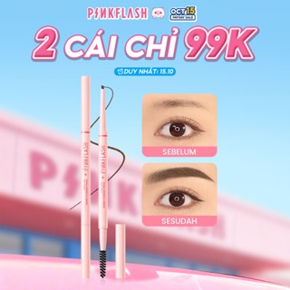 Bút kẻ mày PINKFLASH SkinnyLine siêu mảnh 1mm ngòi dẹt nét mịn hai đầu không vón cục không thấm nước lâu trôi chống gãy