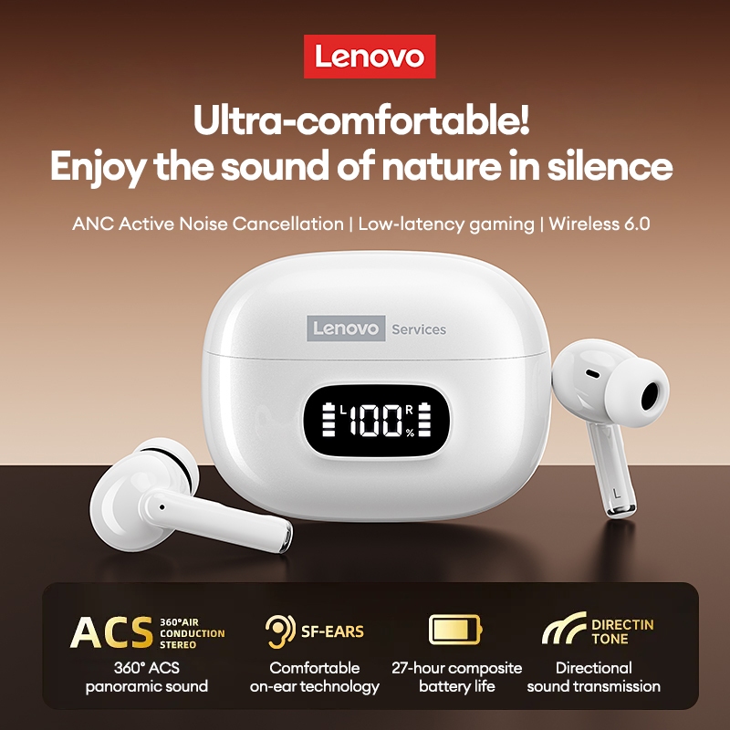Lenovo LE207 ANC Khử tiếng ồn chủ động Bluetooth 6.0 LED Màn hình thông minh Chế độ kép Độ trễ thấp Tuổi thọ pin dài Tai nghe Bluetooth trong tai | BigBuy360 - bigbuy360.vn