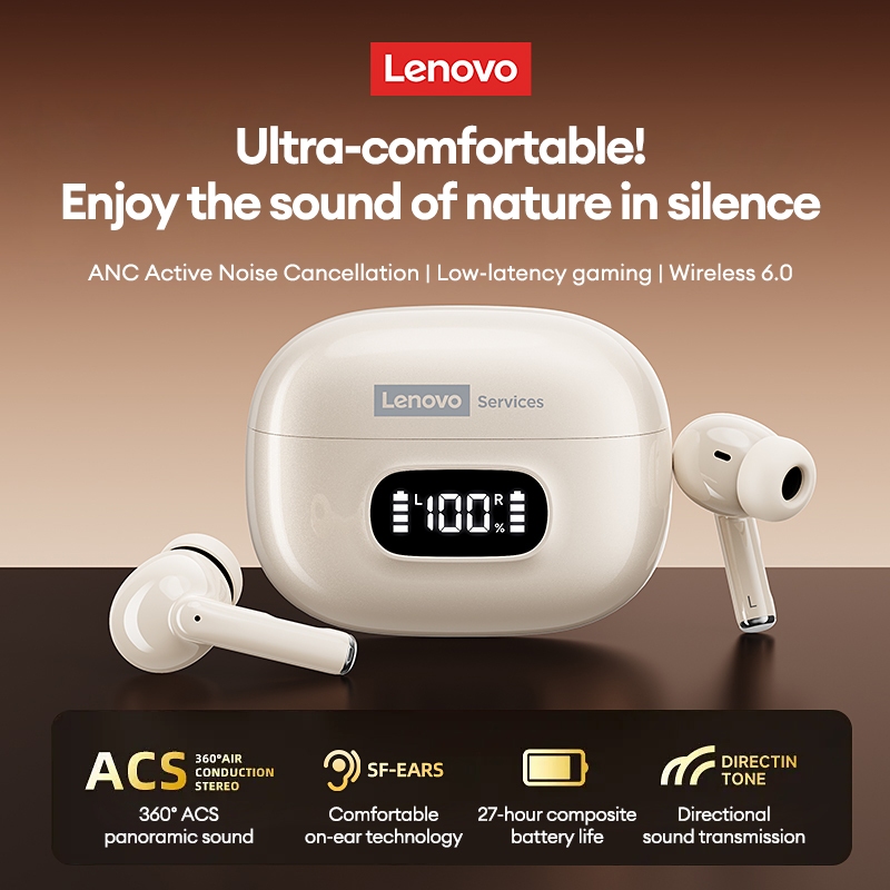 Lenovo LE207 ANC Khử tiếng ồn chủ động Bluetooth 6.0 LED Màn hình thông minh Chế độ kép Độ trễ thấp Tuổi thọ pin dài Tai nghe Bluetooth trong tai | BigBuy360 - bigbuy360.vn