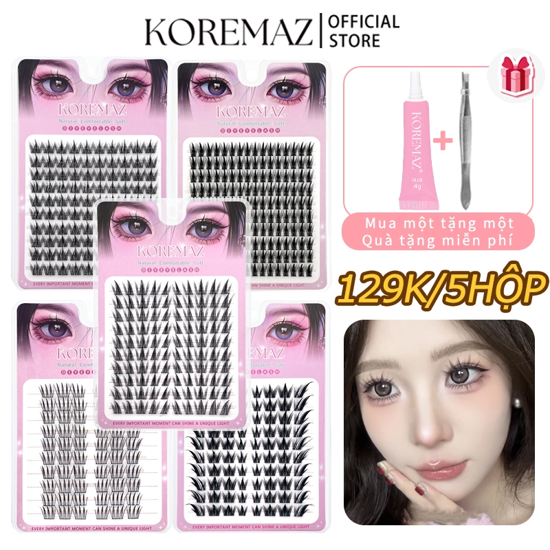   129k 5 hộp  Hộp Lông Mi Giả KOREMAZ 10 Hàng Có Gai Lúa Mì Dày Tự Nhiên 10-13mm,mi sợi có thể sử dụng được nhiều lần 