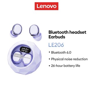  Tai nghe nhét tai Lenovo LE206 Bluetooth 6.0 có màn hình pin kỹ thuật số tuổi thọ pin lâu trôi Chất liệu silicon thân thiện với da và âm thanh siêu HD 