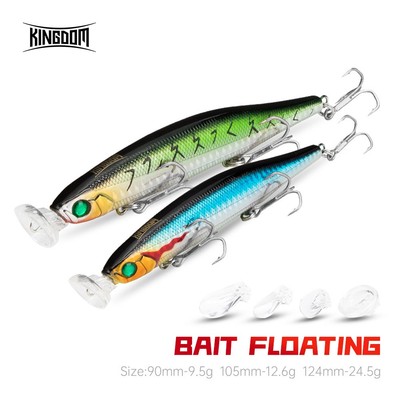 Kingdom Popper Minnow Và Bút Chì Mồi Câu Cá 90mm 105mm 124mm 9.5g 12.6g 24.5g Nổi ABS Dụ Mồi Cứng 4 Môi Làm 5 Hành Động Khác Nhau Mô Hình Câu Cá Có Thể Chuyển Đổi Cho Bass