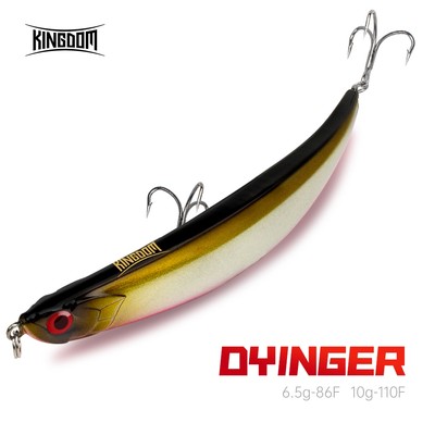 Kingdom DYINGER Mồi Câu Cá 86mm / 6.5g 110mm / 10g Bút Chì Nổi ABS Mồi Cứng Hình Uốn VMC Móc Mồi Cho Bass Cá Rô Pike Barracuda Cá Hồi Biển Bass