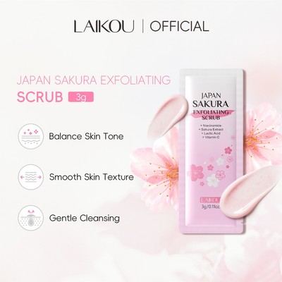 LAIKOU Japan Sakura Tẩy Tế Bào Chết Với Vitamin C & Axit Lactic | Tẩy tế bào chết nhẹ nhàng cho làn da mịn màng và phát sáng | Tẩy tế bào chết toàn thân làm sáng