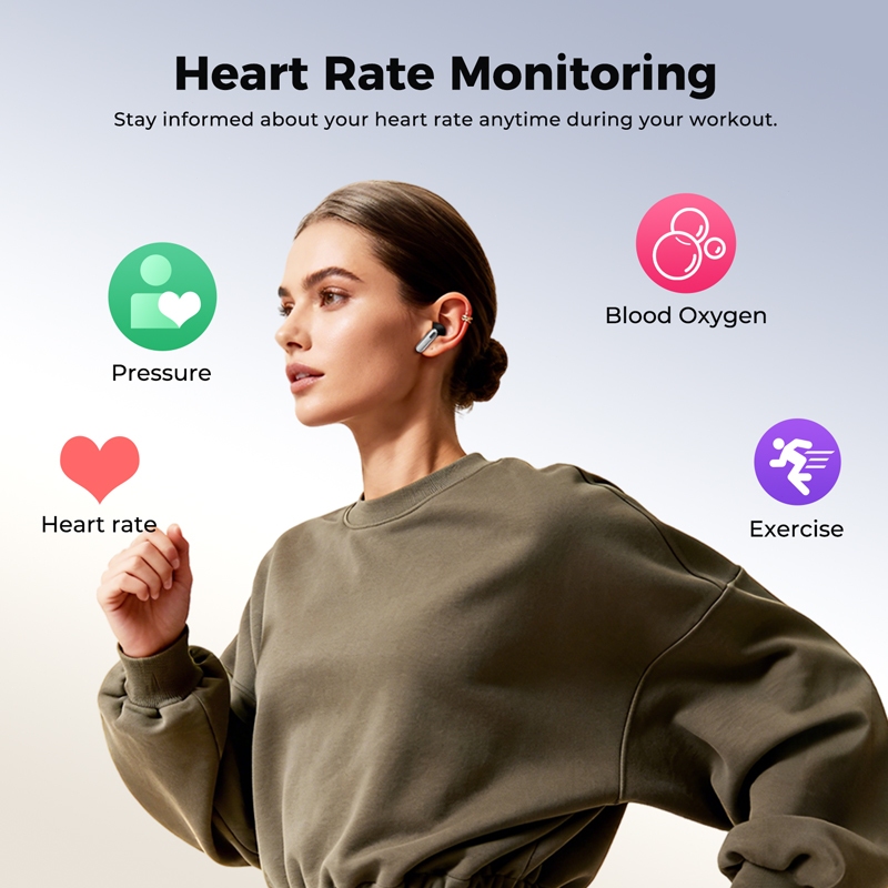 HTC NE46 Tai nghe không dây Tai nghe Bluetooth 6.0 có màn hình cảm ứng LED Tai nghe doanh nghiệp có Mic chống nước IPX5 Có chức năng phát hiện nhịp tim | BigBuy360 - bigbuy360.vn