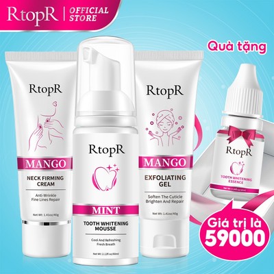 Rtopr Bộ Kem Dưỡng Da Cổ + gel Tẩy Tế Bào Chết + Răng Bạc Hà Làm Trắng Da