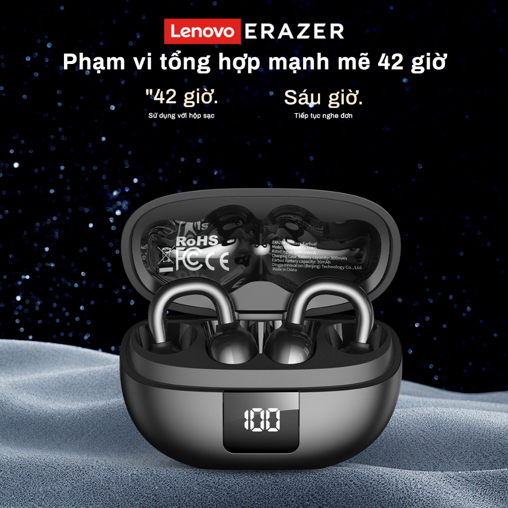 Lenovo ERAZER XT67 PRO Tai Nghe Phiên Dịch AI Bluetooth 5.4 Dịch được 134 ngôn ngữ, có màn hình LED thông minh và khả năng chống nước IPX4. Tai nghe không dây HiFi này tương thích với iOS, Android và PC. | BigBuy360 - bigbuy360.vn