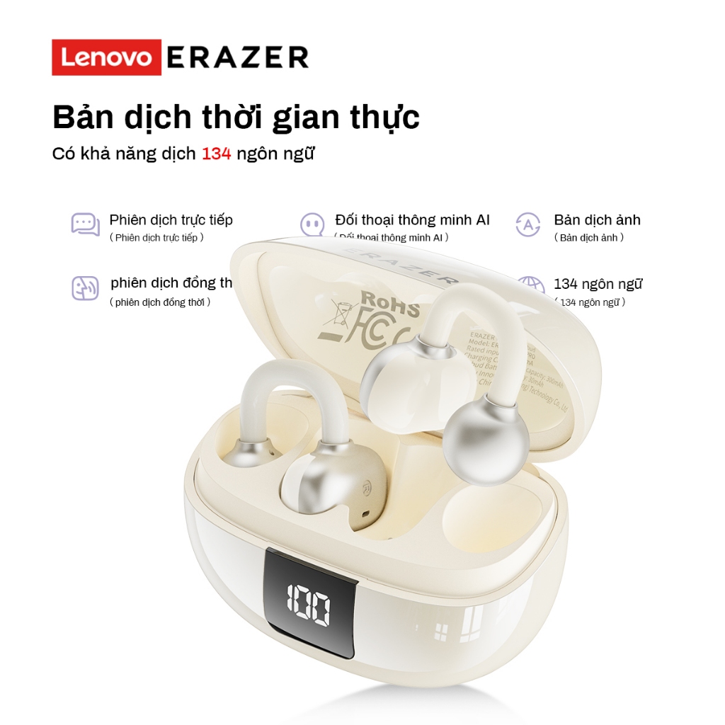 Lenovo ERAZER XT67 PRO ANC Al Thông Minh Dịch Thuật Thời Gian Thực Chống Ồn Tai Nghe Bluetooth Loại Kẹp Tai Nghe Bluetooth 6.0 Có Màn Hình LED Tai Nghe Không Dây HiFi Stereo | BigBuy360 - bigbuy360.vn