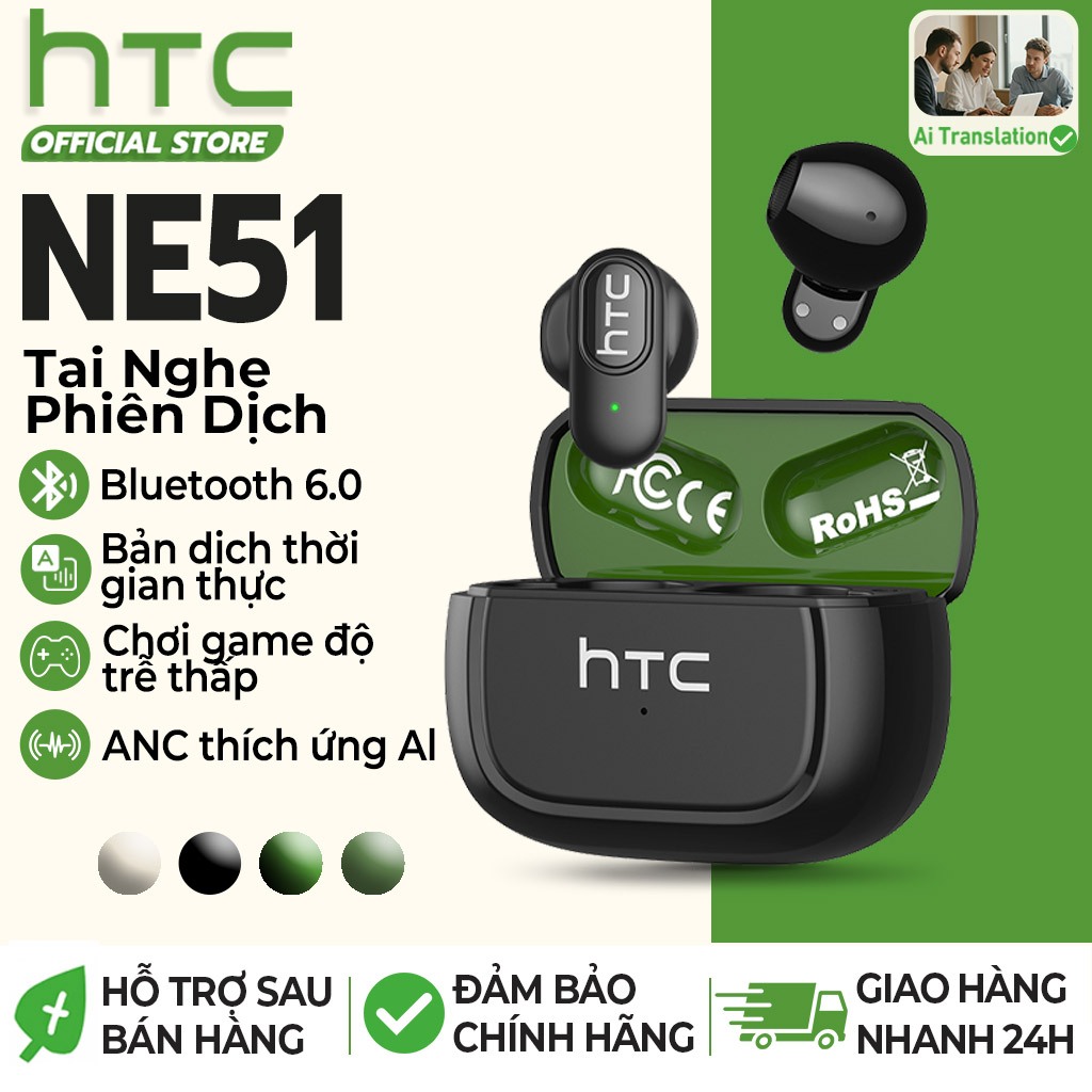 HTC NE51 Tai Nghe Phiên Dịch tai nghe bluetooth 6.0 Tai nghe khử tiếng động HIFI Stereo Âm nhanh có micrô