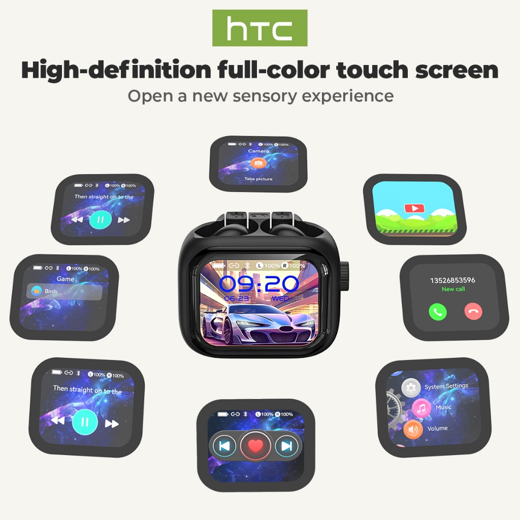 HTC NE40 AI Chức năng dịch phụ đề Tai nghe dịch AI Tai nghe màn hình cảm ứng LED Khử tiếng ồn chủ động (ANC) IPX5 chống nước | BigBuy360 - bigbuy360.vn