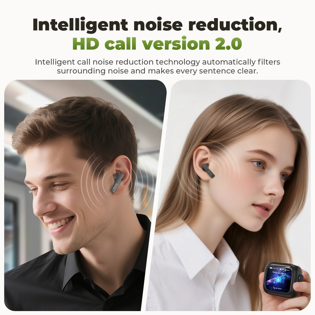 HTC NE40 AI Chức năng dịch phụ đề Tai nghe dịch AI Tai nghe màn hình cảm ứng LED Khử tiếng ồn chủ động (ANC) IPX5 chống nước | BigBuy360 - bigbuy360.vn