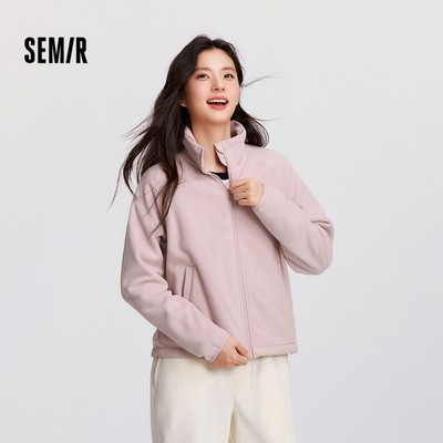 Áo khoác nữ Semir lông cừu dáng rộng, chống tĩnh điện, đa năng cho mùa đông