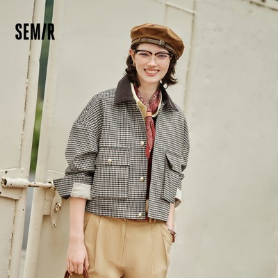 Semir Áo Khoác Ngoài Nữ Ngắn Corduroy Kẻ Sọc, Tay Thả Vai Phù Hợp Thời Trang Thu