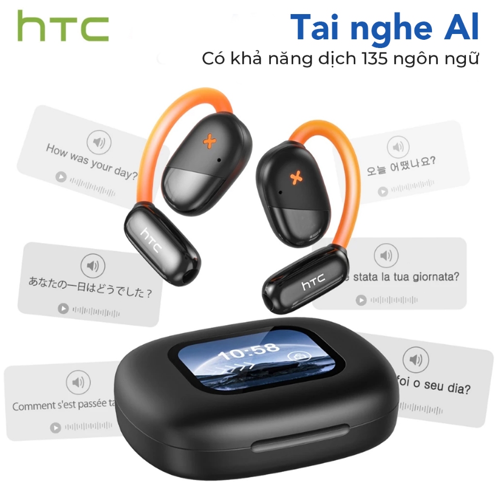 HTC NE33 Tai nghe dịch AI Tai nghe dạng mở Điều khiển màn hình LED Tai nghe Bluetooth với Bluetooth v6.0 Khả năng chống nước IPX5 Thời lượng pin dài | BigBuy360 - bigbuy360.vn