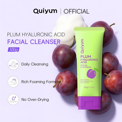 Sữa rửa mặt axit Hyaluronic QUIYUM Plum | Sữa rửa mặt dưỡng ẩm hàng ngày | Với Collagen, Vitamin E & B5 dành cho mọi loại da