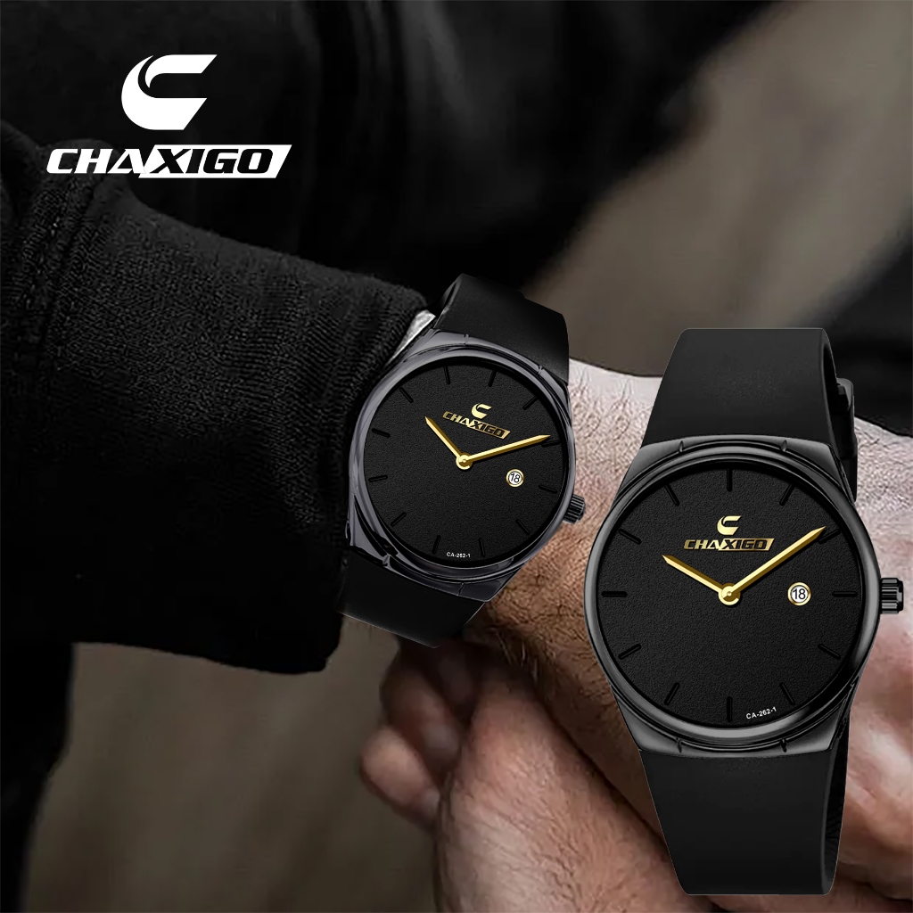 CHAXIGO Unisex Watch 39mm Thiết kế tối giản Dây đeo silicon Hiển thị ngày 30M Đồng hồ thạch anh chốn