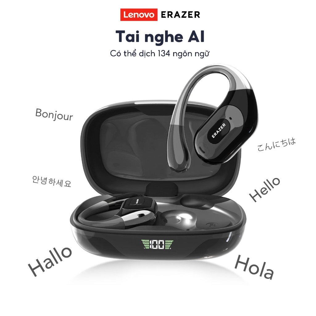 Lenovo ERAZER XF51 Tai Nghe Phiên Dịch AI Tai nghe không dây Bluetooth 6.0 Dịch 135 ngôn ngữ Chống nước IPX5 Tương thích iOS, Android Tai nghe OWS | BigBuy360 - bigbuy360.vn