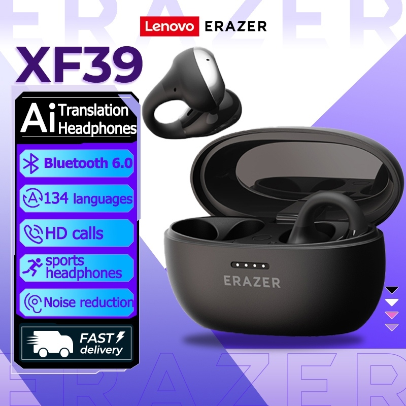 Lenovo ERAZER XF39 Tai Nghe Phiên Dịch AI Không dây Bluetooth 6.0 Dịch 134 ngôn ngữ Chống ồn thụ động ENC Chất lượng âm thanh HiFi Cuộc gọi HD Chống nước Độ trễ thấp | BigBuy360 - bigbuy360.vn