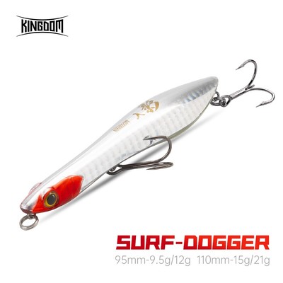 Kingdom Surf-Dogger Mồi Câu Cá 95mm 9.5g 12g 110mm 15g 21g Nổi Chìm Bút Chì Popper ABS Dụ Mồi Cứng Đúc Dài Hành Động Tốt Cho Bass Cá Rô Pike Barracuda Cá Hồi