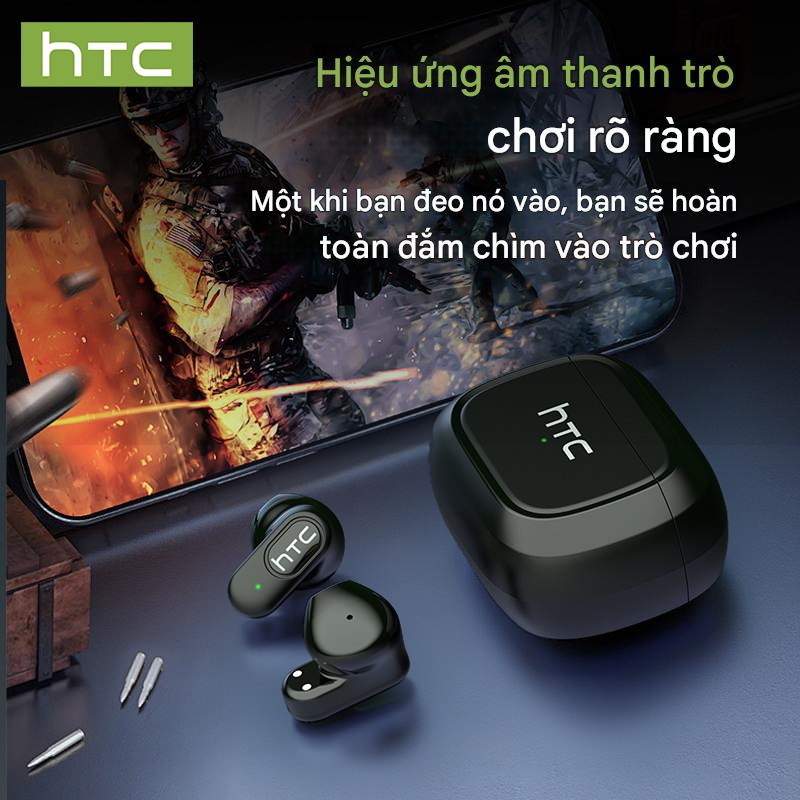 Tai nghe dịch thuật HTC NE51 AI Tai nghe Bluetooth âm nhạc HIFI V6.0 Chơi game có độ trễ thấp Tai nghe không dây loại bỏ tiếng ồn thông minh | BigBuy360 - bigbuy360.vn
