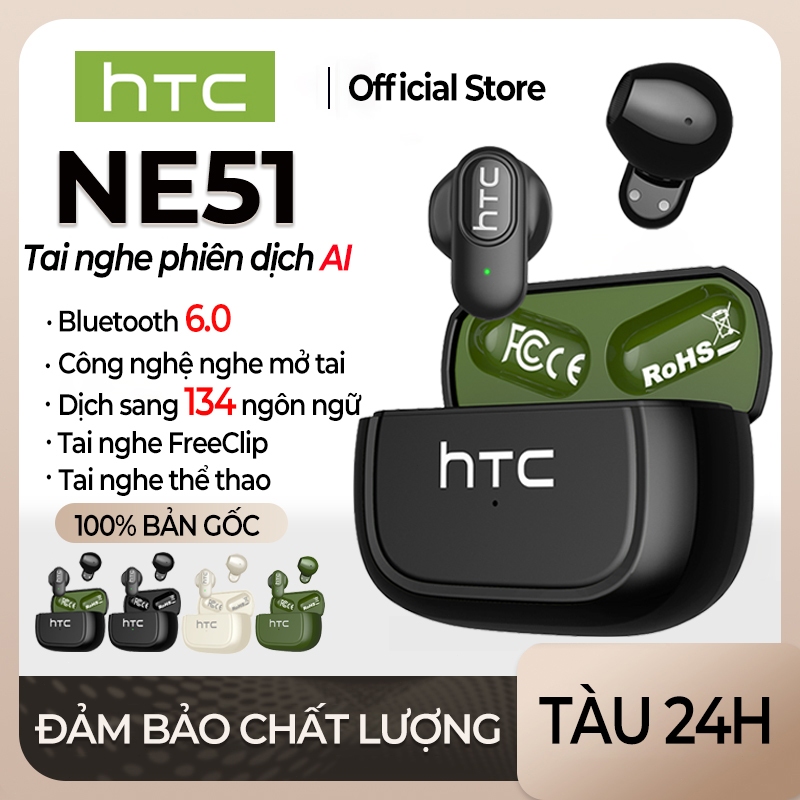 HTC NE51 Tai Nghe Phiên Dịch AI Tai nghe Bluetooth 6.0 Dịch sang 134 ngôn ngữ Tai nghe chống ồn Âm thanh nổi HIFI ASMR Chống nước Độ trễ thấp Kết nối nhanh | BigBuy360 - bigbuy360.vn