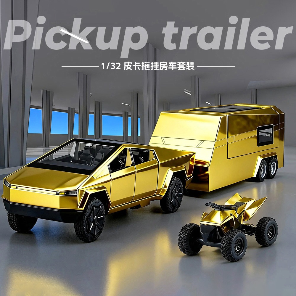 Tỉ Lệ 1 / 32 Tesla Pickup RV Diecast Hợp Kim Kéo Lại Xe Sưu Tập Đồ Chơi Quà Tặng Cho Trẻ Em