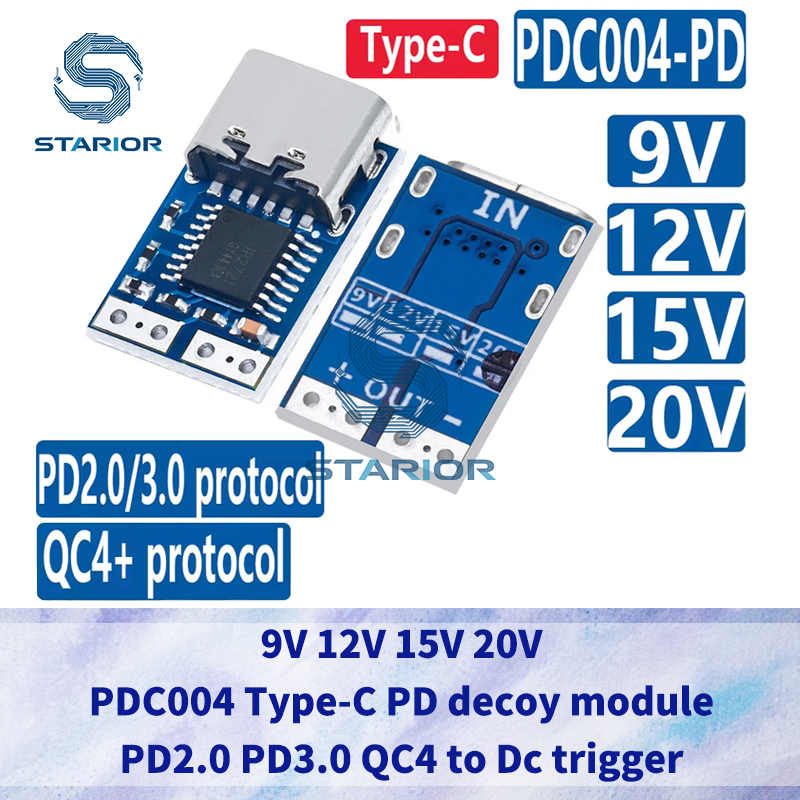 1 ~ 5 CÁI Type-C PD mô-đun mồi nhử PD2.0 PD3.0 sang DC DC DC DC kích hoạt mở rộng cáp QC4 sạc 9V 12V