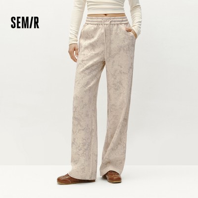 Quần nữ Semir giả len in hình rời, ống rộng, phong cách thời trang đường phố mùa đông