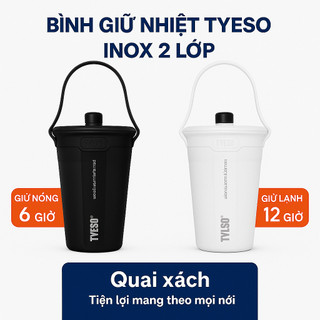  Bình Giữ Nhiệt TYESO Inox 2 Lớp – Cốc Cà Phê Du Lịch Giữ Nhiệt Nóng Lạnh Có Quai Xách Tiện Lợi 