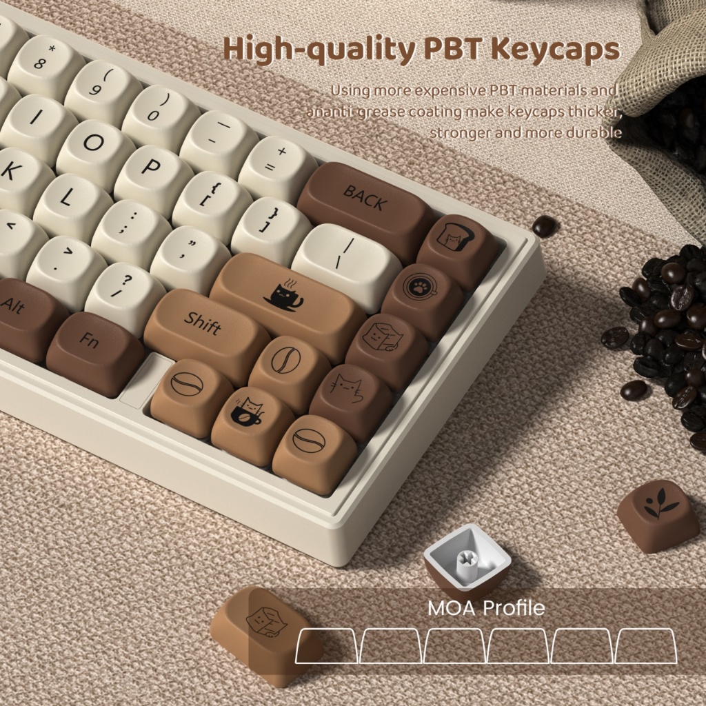 Womier 134 Phím Nhuộm-Sublimation Cà Phê Mèo PBT Tùy Chỉnh MOA Hồ Sơ Keycaps Bộ Cho MX Switch Bàn Phím Chơi Game Cơ Khí | BigBuy360 - bigbuy360.vn